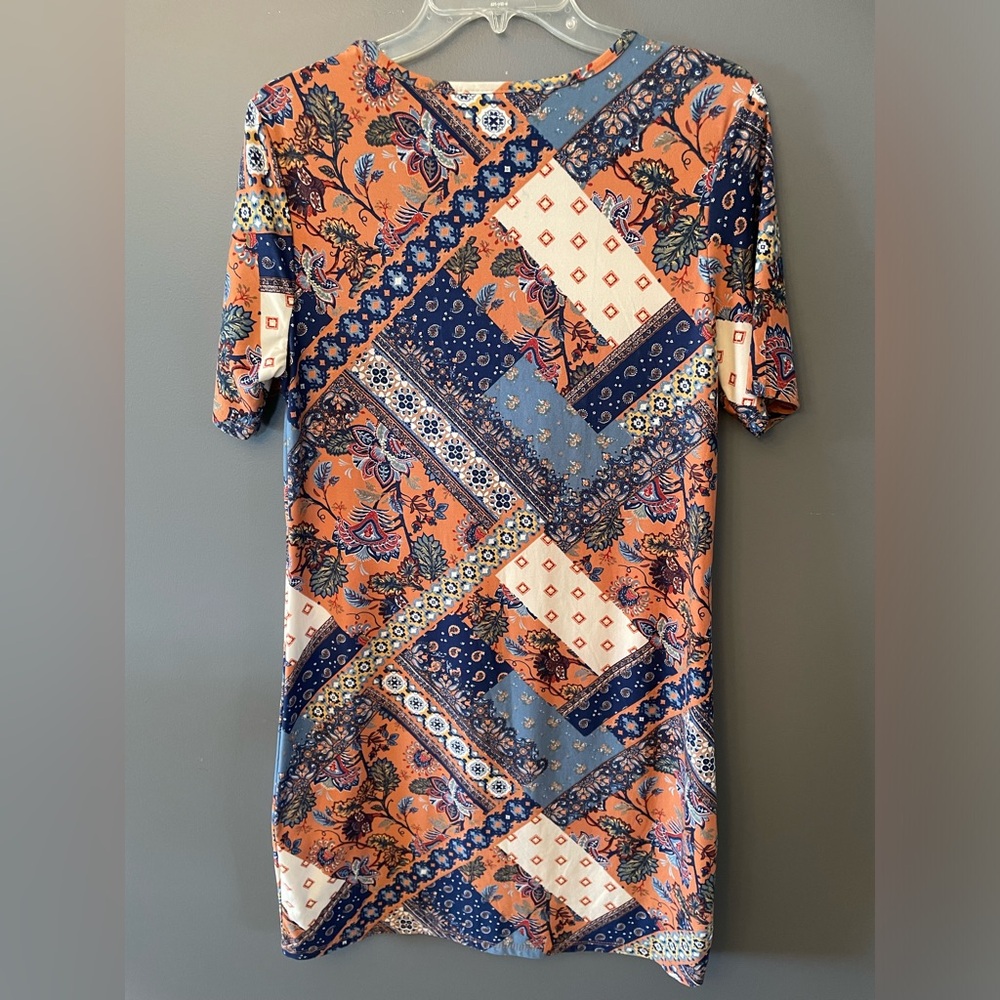 Bobby Brooks Women’s Large Floral Tunic Short Sleeve Dress Boho Patchwork - Picture 3 of 6